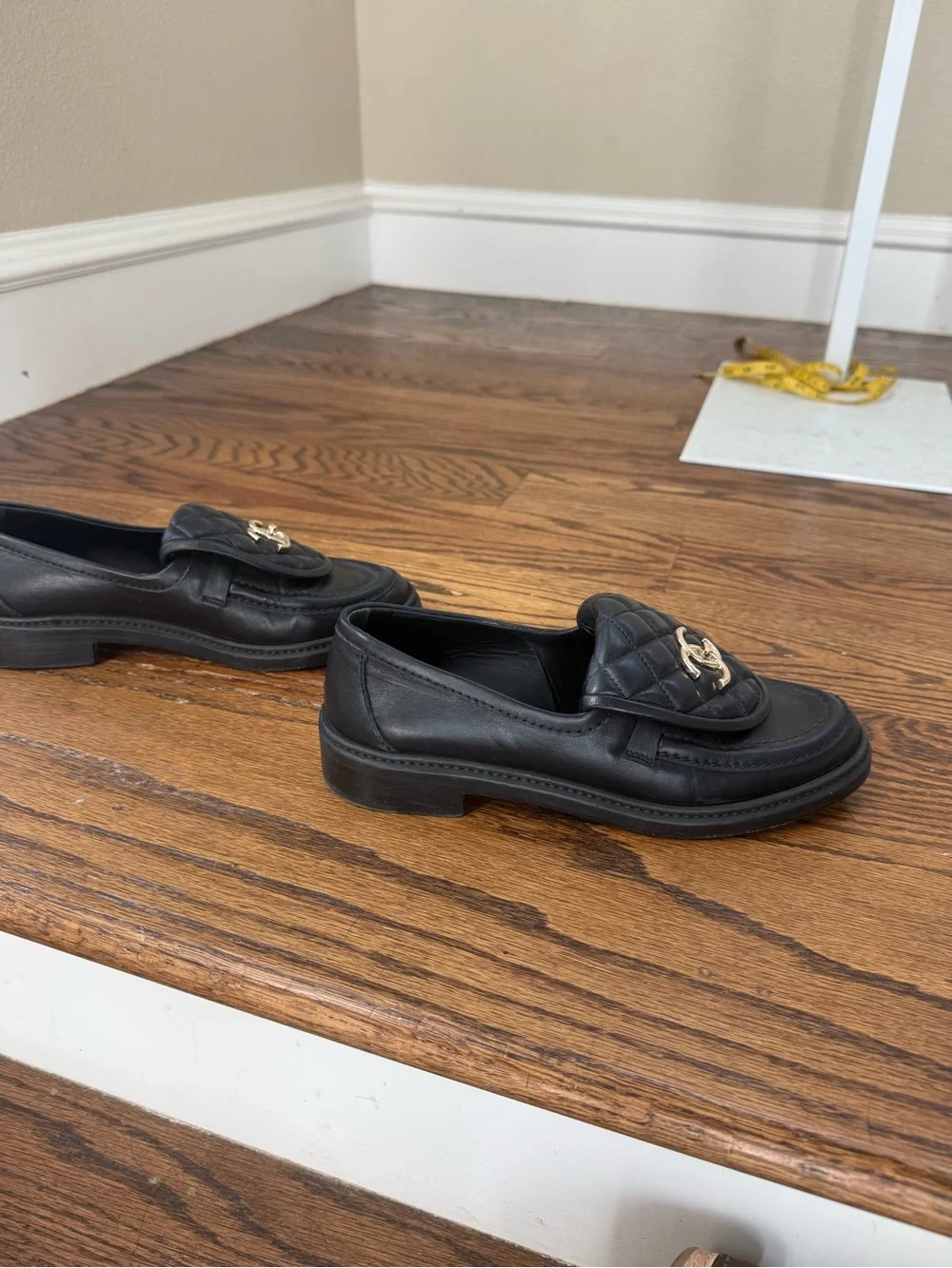 CHANEL Quilted Lambskin Moccasins Loafers Size 37
